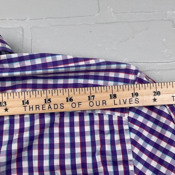 Robert X Graham Shirt Mens 2XLarge Blue Orange Gingham Check Tailored Fit - Picture 10 of 12